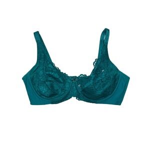 Teal Lace Full Coverage Bra 90E Underwire Adjustable Straps **See Measurements**